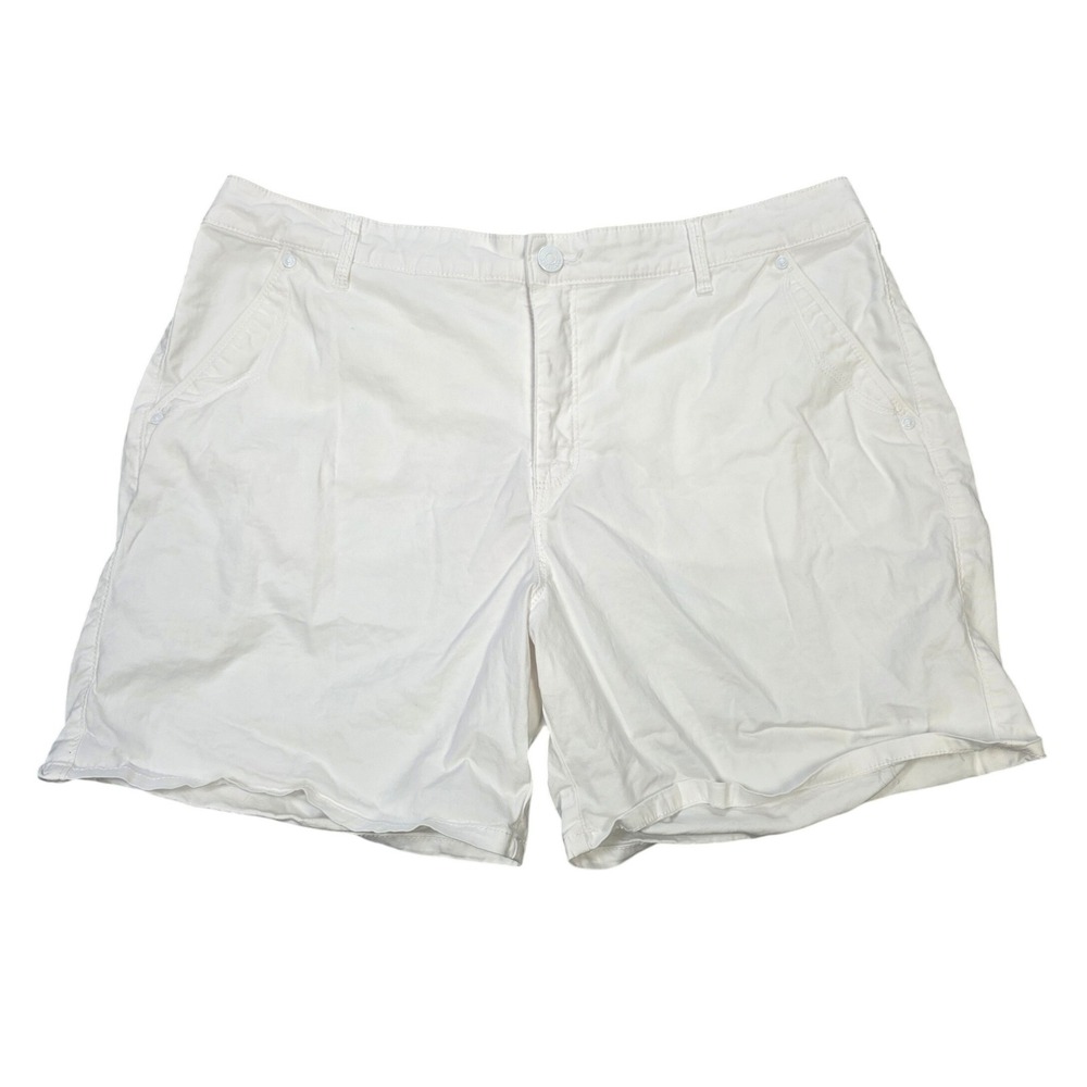Gloria Vanderbilt Slimming Effect Shorts Women's 16 White Stretch Cotton Twill